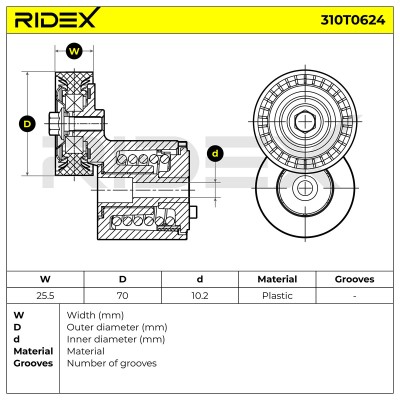 Belt Tensioner V-Ribbed Belt RIDEX 310T0624 310T0624 - photo 6
