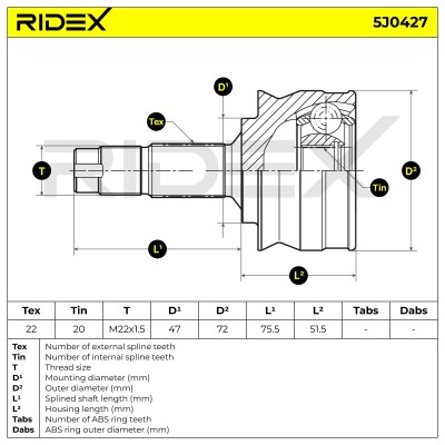 Joint Kit, Drive Shaft RIDEX 5J0427 5J0427 - photo 5