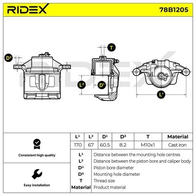 Brake Caliper RIDEX 78B1205 78B1205 - photo 3