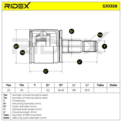 Joint Kit, Drive Shaft RIDEX 5J0358 5J0358 - photo 6
