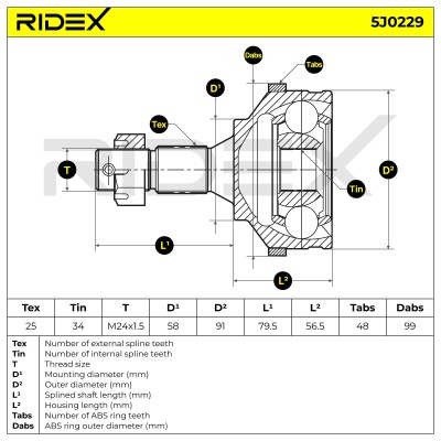 Joint Kit, Drive Shaft RIDEX 5J0229 5J0229 - photo 5