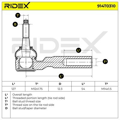 Tie Rod End RIDEX 914T0310 914T0310 - photo 7