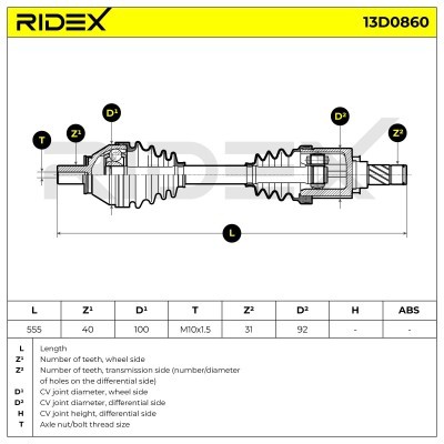 Drive Shaft RIDEX 13D0860 13D0860 - photo 7