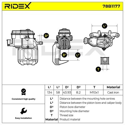 Brake Caliper RIDEX 78B1177 78B1177 - photo 7