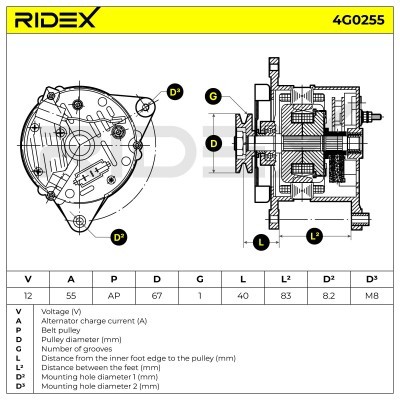 Alternator RIDEX 4G0255 4G0255 - photo 6
