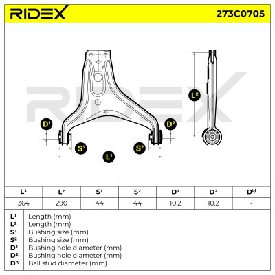 Control Arm RIDEX 273C0705 273C0705 - photo 5