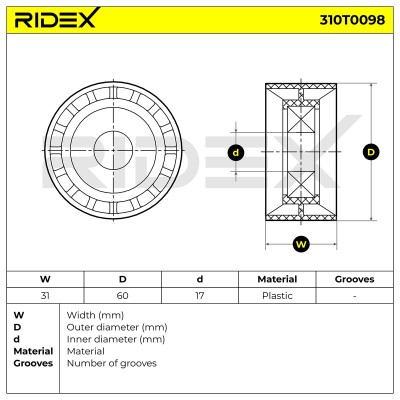 Belt Tensioner V-Ribbed Belt RIDEX 310T0098 310T0098 - photo 6