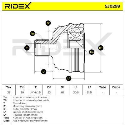 Joint Kit, Drive Shaft RIDEX 5J0299 5J0299 - photo 5