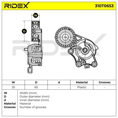 Belt Tensioner V-Ribbed Belt RIDEX 310T0653 310T0653 - photo 6