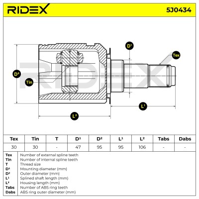 Joint Kit, Drive Shaft RIDEX 5J0434 5J0434 - photo 8
