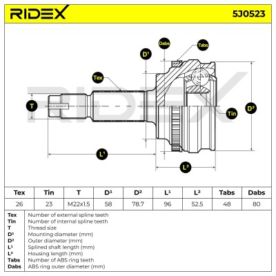 Joint Kit, Drive Shaft RIDEX 5J0523 5J0523 - photo 6