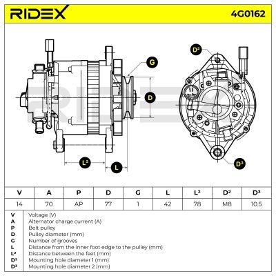 Alternator RIDEX 4G0162 4G0162 - photo 7