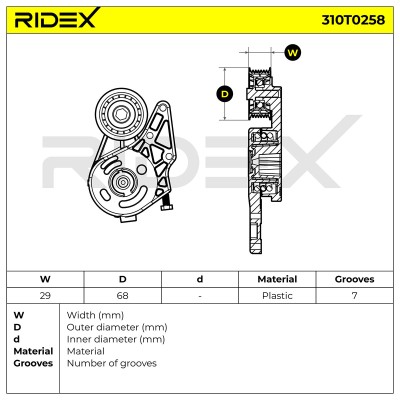 Belt Tensioner V-Ribbed Belt RIDEX 310T0258 310T0258 - photo 6