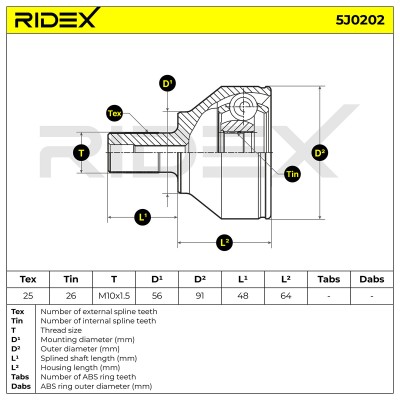 Joint Kit, Drive Shaft RIDEX 5J0202 5J0202 - photo 5