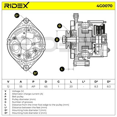 Alternator RIDEX 4G0070 4G0070 - photo 7