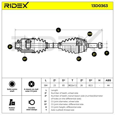 Drive Shaft RIDEX 13D0363 13D0363 - photo 8