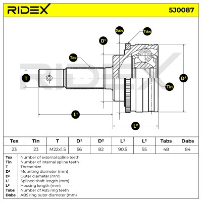 Joint Kit, Drive Shaft RIDEX 5J0087 5J0087 - photo 7