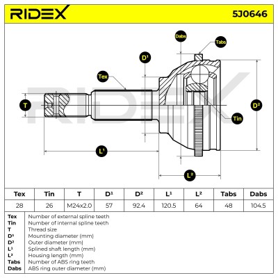 Joint Kit, Drive Shaft RIDEX 5J0646 5J0646 - photo 6