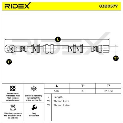 Brake Hose RIDEX 83B0577 83B0577 - photo 2