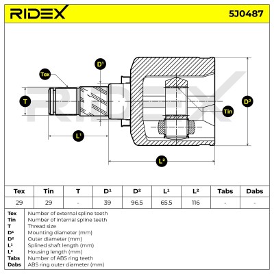 Joint Kit, Drive Shaft RIDEX 5J0487 5J0487 - photo 6