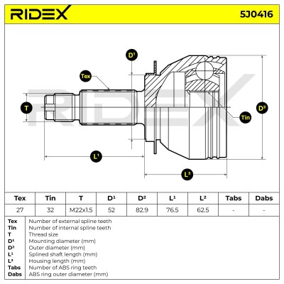 Joint Kit, Drive Shaft RIDEX 5J0416 5J0416 - photo 7