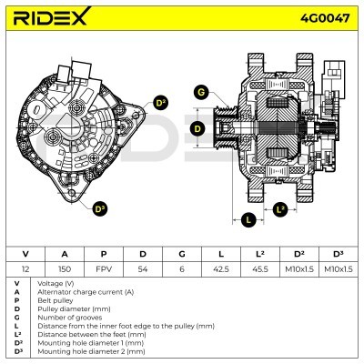 Alternator RIDEX 4G0047 4G0047 - photo 5