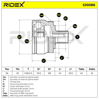 Joint Kit, Drive Shaft RIDEX 5J0086 5J0086 - photo 7