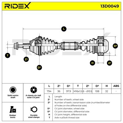 Drive Shaft RIDEX 13D0049 13D0049 - photo 5