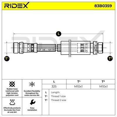 Brake Hose RIDEX 83B0359 83B0359 - photo 2