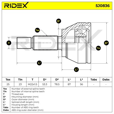 Joint Kit, Drive Shaft RIDEX 5J0836 5J0836 - photo 5