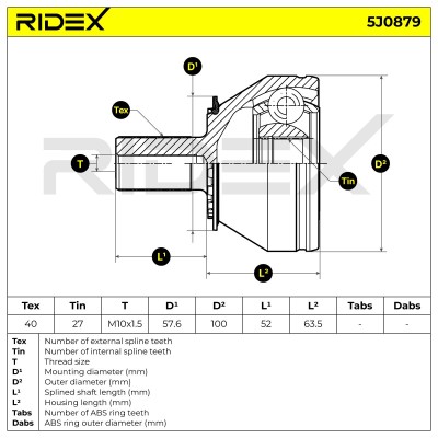 Joint Kit, Drive Shaft RIDEX 5J0879 5J0879 - photo 6