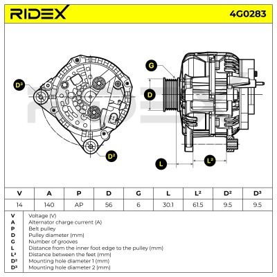 Alternator RIDEX 4G0283 4G0283 - photo 5