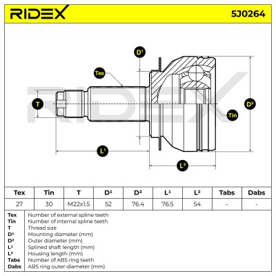 Joint Kit, Drive Shaft RIDEX 5J0264 5J0264 - photo 6