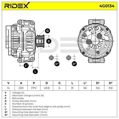 Alternator RIDEX 4G0134 4G0134 - photo 6
