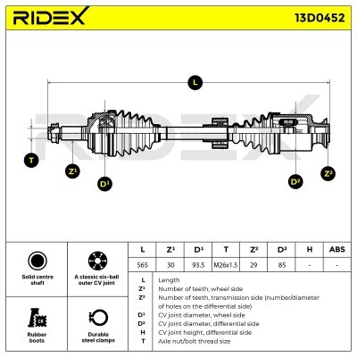 Drive Shaft RIDEX 13D0452 13D0452 - photo 7