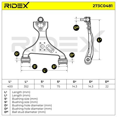 Control Arm RIDEX 273C0481 273C0481 - photo 4