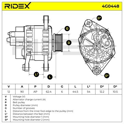 Alternator RIDEX 4G0448 4G0448 - photo 5