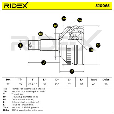 Joint Kit, Drive Shaft RIDEX 5J0065 5J0065 - photo 7