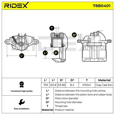 Brake Caliper RIDEX 78B0401 78B0401 - photo 2