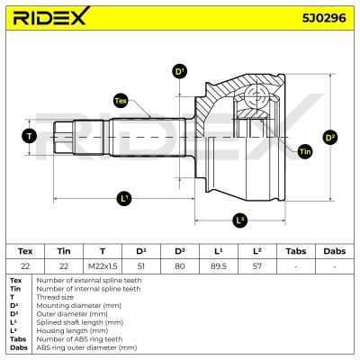Joint Kit, Drive Shaft RIDEX 5J0296 5J0296 - photo 5