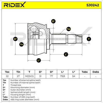 Joint Kit, Drive Shaft RIDEX 5J0242 5J0242 - photo 6