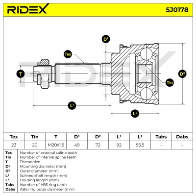 Joint Kit, Drive Shaft RIDEX 5J0178 5J0178 - photo 8