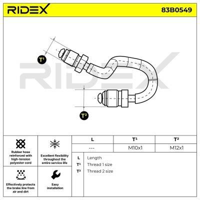 Brake Hose RIDEX 83B0549 83B0549 - photo 2