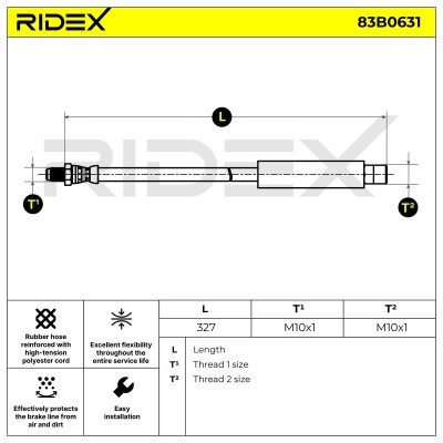 Brake Hose RIDEX 83B0631 83B0631 - photo 2