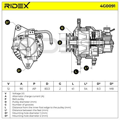 Alternator RIDEX 4G0091 4G0091 - photo 6