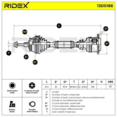 Drive Shaft RIDEX 13D0186 13D0186 - photo 7