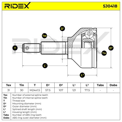Joint Kit, Drive Shaft RIDEX 5J0418 5J0418 - photo 7