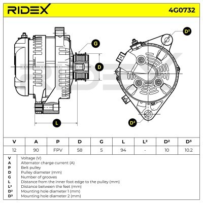 Alternator RIDEX 4G0732 4G0732 - photo 7