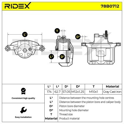 Brake Caliper RIDEX 78B0712 78B0712 - photo 5