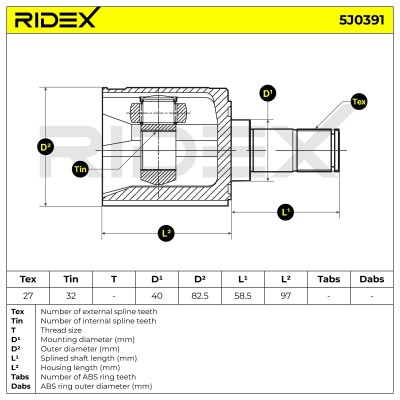 Joint Kit, Drive Shaft RIDEX 5J0391 5J0391 - photo 6